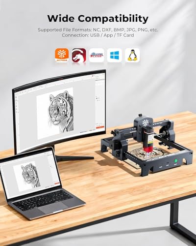 ACMER S1 Laser Engraver, 6000mW Laser Engraver Machine Higher Accuracy Lazer Cutter and Engraving Machine with Working Area 130x130mm,0.04mm Laser Spot Engraving Machines & Tools
