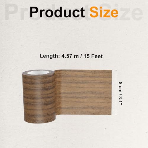Image of PATIKIL Wood Grain Tape 3.15 inch x 15 Ft, Self-Adhesive Wood Texture Repair Tape Realistic Wooden Effect Patch for Furniture Cabinets Floor Walls,Dark Brown Oak