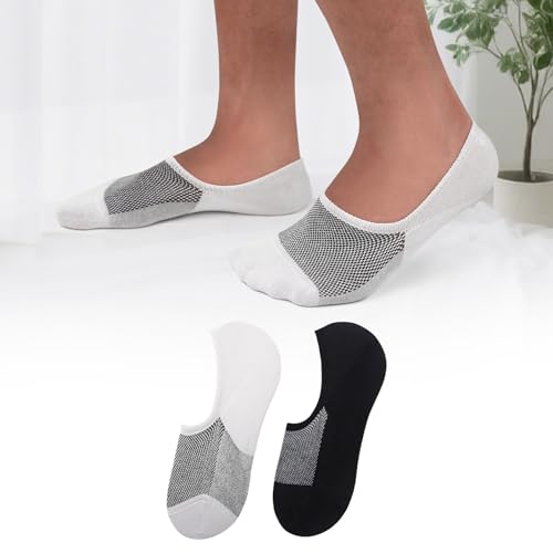 No Show Socks Men 2 Pack Short Socks Non Slip Low Cut Invisible Size 5-11/10-13