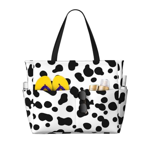 Sac de plage dalmatien au design peau de vache et grand format chic