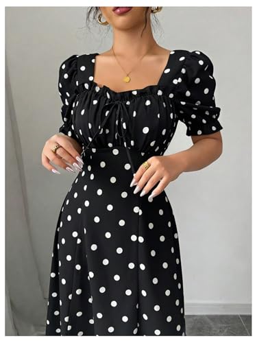 Image of Floerns Women's Floral Short Puff Sleeve Milkmaid Dress Boho A Line Long Dresses