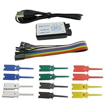 USB Logic Analyzer 24MHz 8CH 8 Channel UART IIC SPI Debug Device + 12PCS 6 Colourful Test Hook Clip Set + USB Cable + Debugging Tool Sets