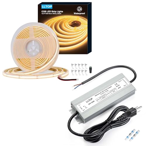 Tira LED COB impermeable 5m 3000K luz cálida miniatura 1
