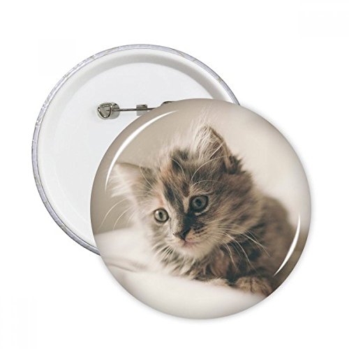 Cadeau de l'animal bouton rond motif chat gris pour passionnés