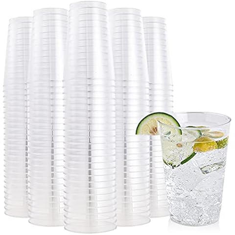 FOCUSLINE 200 Pack 12 oz Clear Plastic Cups, Disposable Cups Reusable Plastic Tumblers, Heavy-duty 12 Ounce Clear Hard Plastic Cups Tumblers for Party, Thanksgiving, Halloween, Christmas Cover