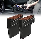 MAODANER Upgrade Universal Car Seat Gap Filler PU Leather Seat Console Organizer, Car Pocket, Seat Crevice Storage Box for Smartphone Coin Wallet Key, Car Interior Accessories 2PCS (Black)