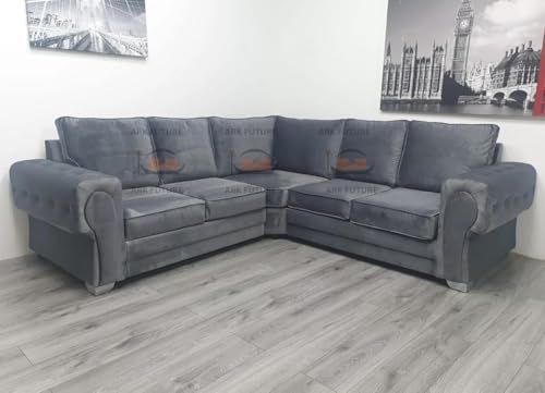 ark future - Luxury 5 Seater Plush Velvet Corner Sofa | Plush | 2C2 | (Cream)