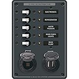 SupplyMount 8120 - Aftermarket Replacement Blue Sea - 5 Position 12v Panel with Dual USB and 12v Socket Compatible with Blue Sea Systems