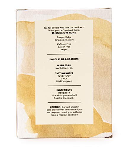 Juniper Ridge Douglas Fir & Rose Hip Botanical Tea - Tart & Tangy, Citrus, & Mild Evergreen Notes - Vegan, Caffeine Free & Gluten Free - 20 Unbleached Teabags #TOP4