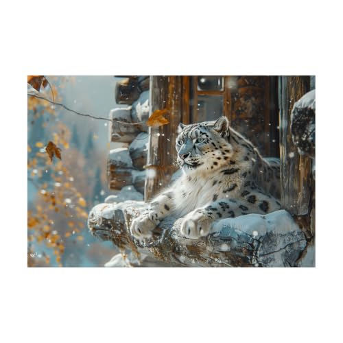 Impresiones en lienzo de leopardo de las nieves gigante en formato 40x60cm