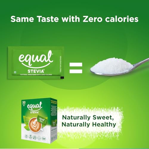 Image of Equal Stevia Natural Sweetener, Sugar Free, 50 Sachet (Pack of 1)