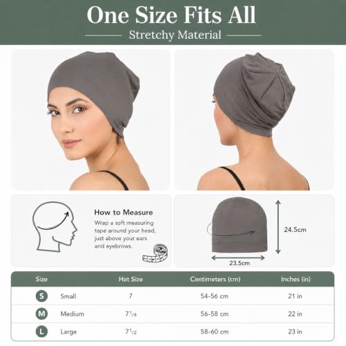 Deresina Bambus Chemo-Kopfbedeckung für Frauen & Männer – Ultra-weiche, atmungsaktive Schlafmütze bei Alopezie & Haarausfall, leichte Beanie für Tag & Nacht (Anthrazitgrau - Einheitsgröße)