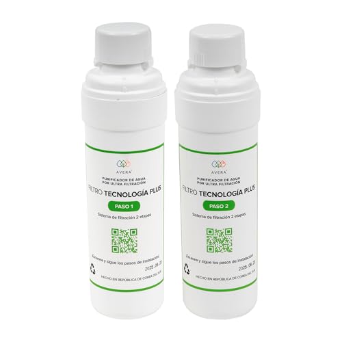 Opiniones de Avera Purificador de Agua - solo los mejores. 43 AVERA Filtro de Repuesto para Purificador de Agua PAM01, 4 Etapas de filtrado, Vida útil de 6 meses, Rendimiento 975Lts, Mantiene minerales esenciales, Elimina cloro, químicos y...