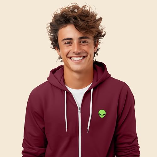 DALIX Alien Embroidered Zip Hoodie Fleece Long Sleeve Pocket Warm Soft Mens4