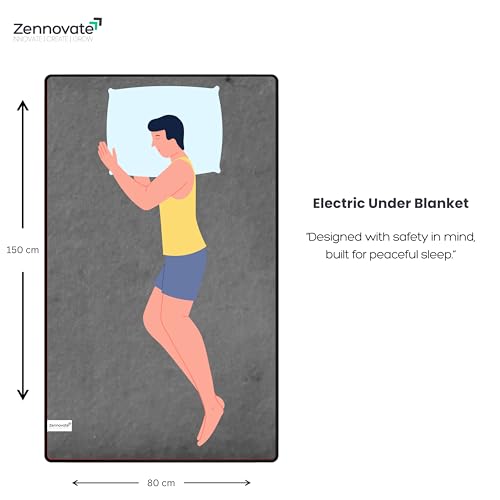 Image of Superior ISO Certified & ZED Certified Electric Under Blanket |Bed Warmer with Multiple Heat Controls (Body, Foot, High, Low)| Shock Proof | Single Bed Size (150cmx80cm) | 10 Year Warranty