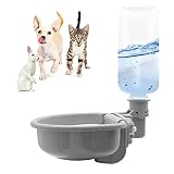 VANNON Gravity Pet Water Bowl, 16oz Anti-Splash Crate Dispenser, Grey