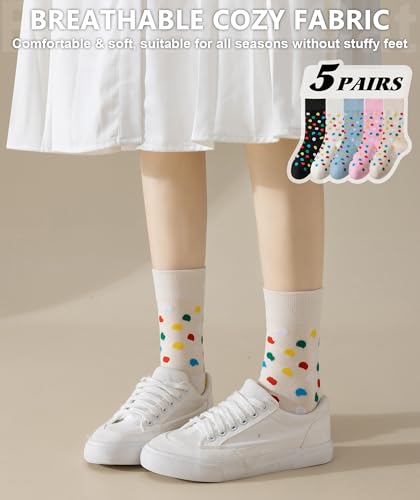 Image of IIG Women's Fashion Cute Cotton Socks Novelty Funny Above Ankle Crew Socks Holiday Gifts for Women 4 /5 Pairs