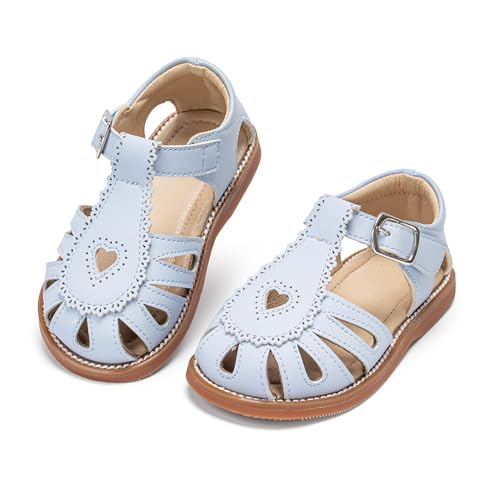 Image of Kolan Toddler Girl Sandals Open Toe Flat Princess Dress Shoes Little Kids