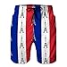 Xunulyn Shorts de Playa de baño de Secado rápido para Hombre, diseño sin Costuras de Torre Eiffel, Colores de Fondo enlosables, Bandera Nacional de Francia, Rojo, Azul, impresión Adecuada