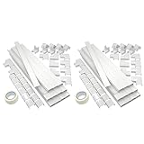 [ネセクト] 両面テープ貼付済 配線カバーセット 40cm直線モール12本(4.8m)+ジョイントパーツ5種類+壁紙保護用マスキングテープ付 [日本国内企画品] (フルセット ホワイト, 2セット)