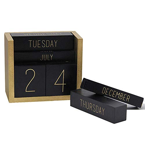 Image of STAR CRAFT Wooden Calendar No End Date Changeable Desktop Calendar