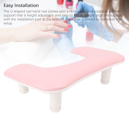 Support de manucure en forme de U YUYTE avec coussinet silicone rose - 4