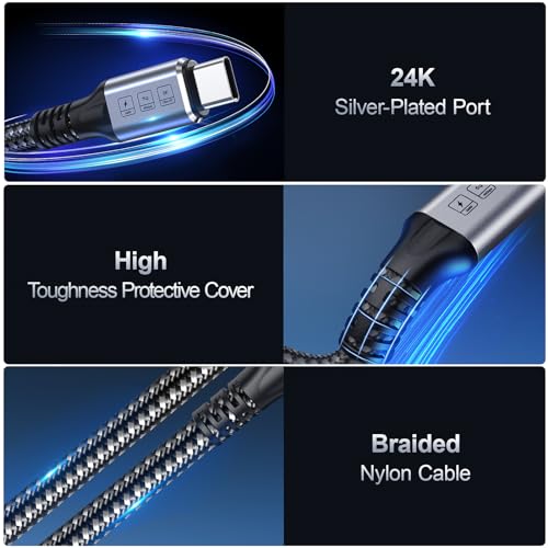 VANOVEI Thunderbolt 4 Cable, 240W USB C to USB C Cable Supports 40Gbps Date Transfer/ 8K&4K Display, Thunderbolt4 to USB C Cable 6.6ft Compatible with MacBook/Thunderbolt 3/USB-C/USB 4 Devices — view 4