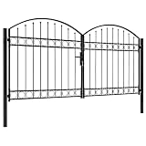 Mengtu Stahl Doppelflügel-Gartentor Assen, schwarz, 300x125 cm - Sicherheit für Garten und Terrasse Model143089
