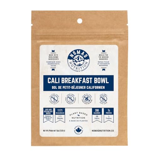 Image of Nomad Nutrition Cali Breakfast Bowl | Instant Freeze Dried Backpacking & Camping Food | Plant-Based, Non-GMO Hiking Meals with High-Energy, Vegan, Gluten-Free | 56g - 2 Pack