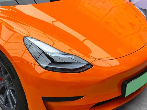 Image of LZLRUN High Gloss Vinyl Realistic Paint Wrap Roll Car Sticker Film Decal Bubble Free Come with Installation Tool Set (Orange, 1.5ft x 5ft)