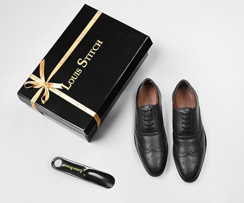 Image of LOUIS STITCH Men's Formal Lace-up Oxford Shoes | Solid Design | Ideal for Formal, Business Casual, and Parties (LSRGBGJB-)
