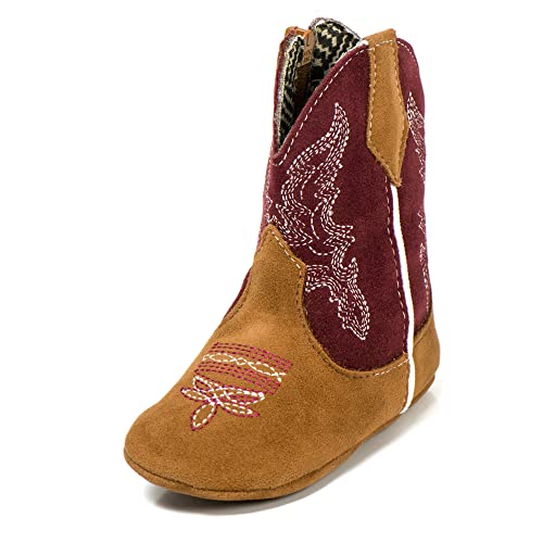 Bota Texana Bebê Unissex em Tecido Bordô Bordada Confortável Linha Kapell Baby (19/20)