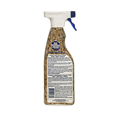 Bar Keepers Friend Granite & Stone Cleaner & Polish (25.4 oz) Granite Cleaner for Use on Natural, Manufactured & Polished Stone, Quartz, Silestone, Soapstone, Marble - Countertop Cleaner & Polish (1)