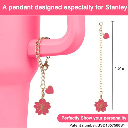 Hpebl 7Pcs Rose Red Cup Accessories for Stanley Cups 40/30oz Including Flower Silicone Boot Straw Cover Topper Spill-Proof Stopper Set Flower Handle Charm for Stanley Tumbler Accessories — view 4