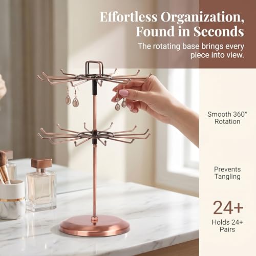 Vintage Rotating Jewelry Display Stand for Earrings Necklace & Keychain — view 2