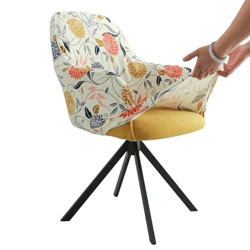 Iauddy Swivel Armchair Accent Dining Chair Cover for Office, Stretch Mid-Back Office Desk Chair Sliopcover Leisure Arm Chair Protector with arms for Living Room