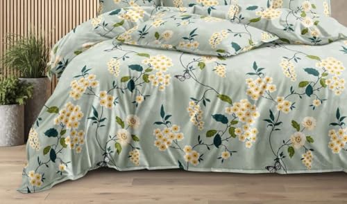 Image of 180 TC Cotton Feel All Around Elastic Fitted Bedsheets King Size, Premium Fitted Bedsheets King Size for Double Bed with 2 Pillow Covers, Size- 78 inch x 72 inch (Light Green)