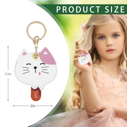 Image of Leather Keychain Case Holder Compatible with Apple AirTag, GPS Airtag Keychain Finder Tracker with Key Ring, Anti-Scratch Protective Air Tag Cover | Leather