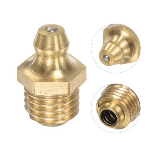 Image of uxcell Brass Straight Grease Fitting M10 x 1.25mm Thread Hydraulic Grease Fitting Accessories, 20Pcs