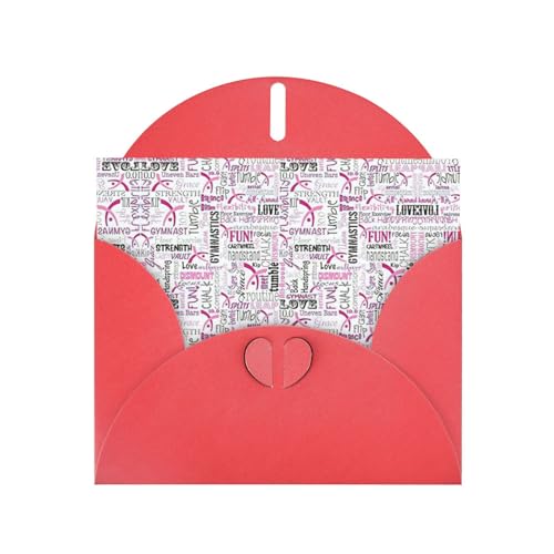 Tarjetas de gimnasia con impresión rosa con sobres, hebilla de amor, sobres de papel perlado, embalaje de felicitación de vacaciones