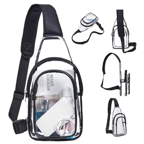 Sac à bandoulière transparent léger en PVC avec sangle ajustable dos