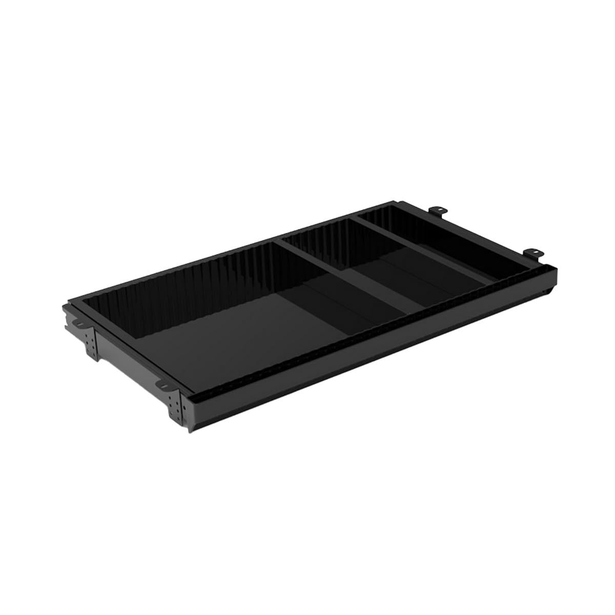 Spacetronik Schublade Unter Schreibtisch Schwarz, Unterbauschublade mit 3 Fächern, ausziehbare Schreibtischschublade mit Schienen, 560 x 335 x 47 mm, 5 kg Tragkraft, für Büro, Homeoffice