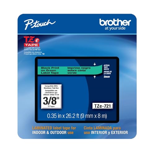 Ruban Brother TZE721CS écriture noire sur fond vert ultra résistant