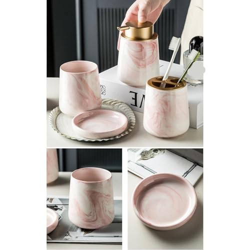 Juego de accesorios de baño modernos decoración efecto mármol premium 8