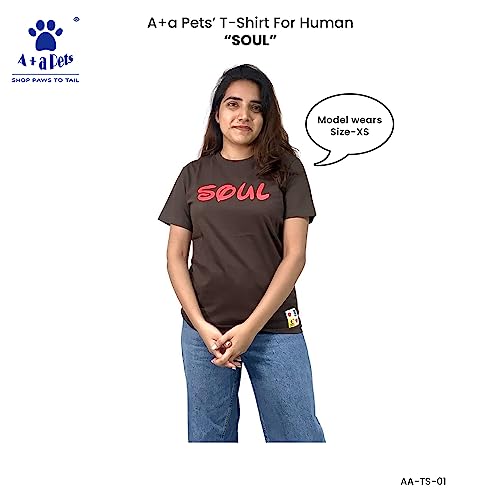 Image of A+a Pets' Graphic Printed T-Shirt Unisex | for Dog Cat Lovers | Casual Half Sleeve Round Neck T-Shirt | 100% Cotton (Soul)