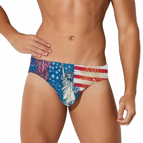 USA Flag New York City Mens Swim Briefs Quick Dry Swim Trunk Bikini Underwear Swimsuit