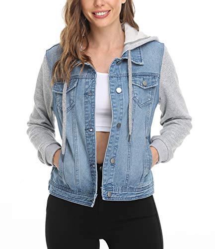 Dilgul Chaqueta vaquera con capucha Denim Jacket para mujer Cover