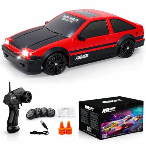 Desdoni Remote Control Car RC Drift Car 2.4GHz 1:24 Scale 4WD 15KM/H High Speed Model Vehicle with LED Lights Drifting Tire Racing Sport Toy Car for Adults Boys Girls Kids Gift