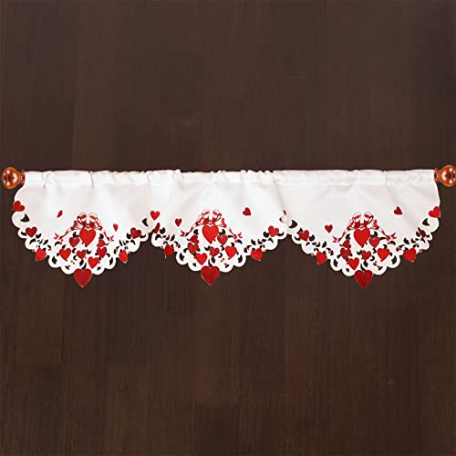 Grelucgo Embroidered Kitchen Window Curtain Valance For February 14Th Valentine's Day (W57 × L14 Inches) #TOP2