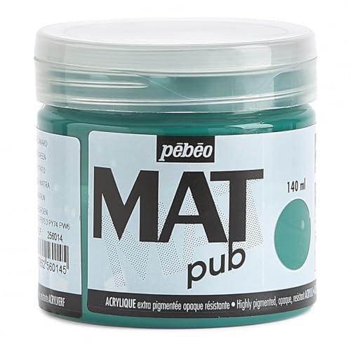 Pébéo - Mat Pub – Peinture Acrylique Extra Fine et Extra Mate - Vert canard -140ml